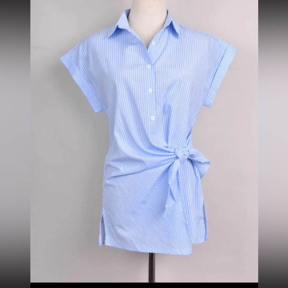 FROM PARIS FRANCE CHIC STRIPED WRAP STYLE TOP